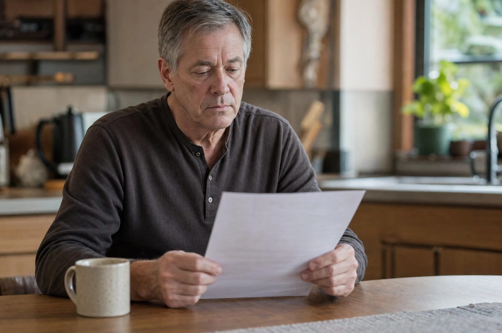 Illustrative photograph of a man reading at home